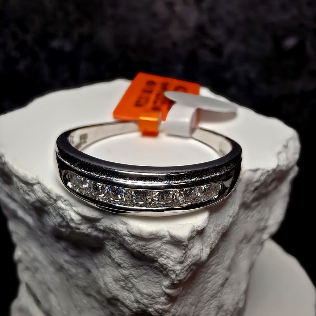 0.75 CTW Moissanite Channel-Set Band Ring, Size 12, 925 Sterling Silver