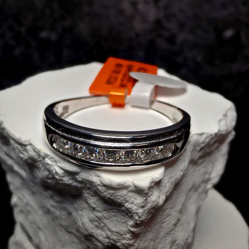 0.75 CTW Moissanite Channel-Set Band Ring, Size 12, 925 Sterling Silver