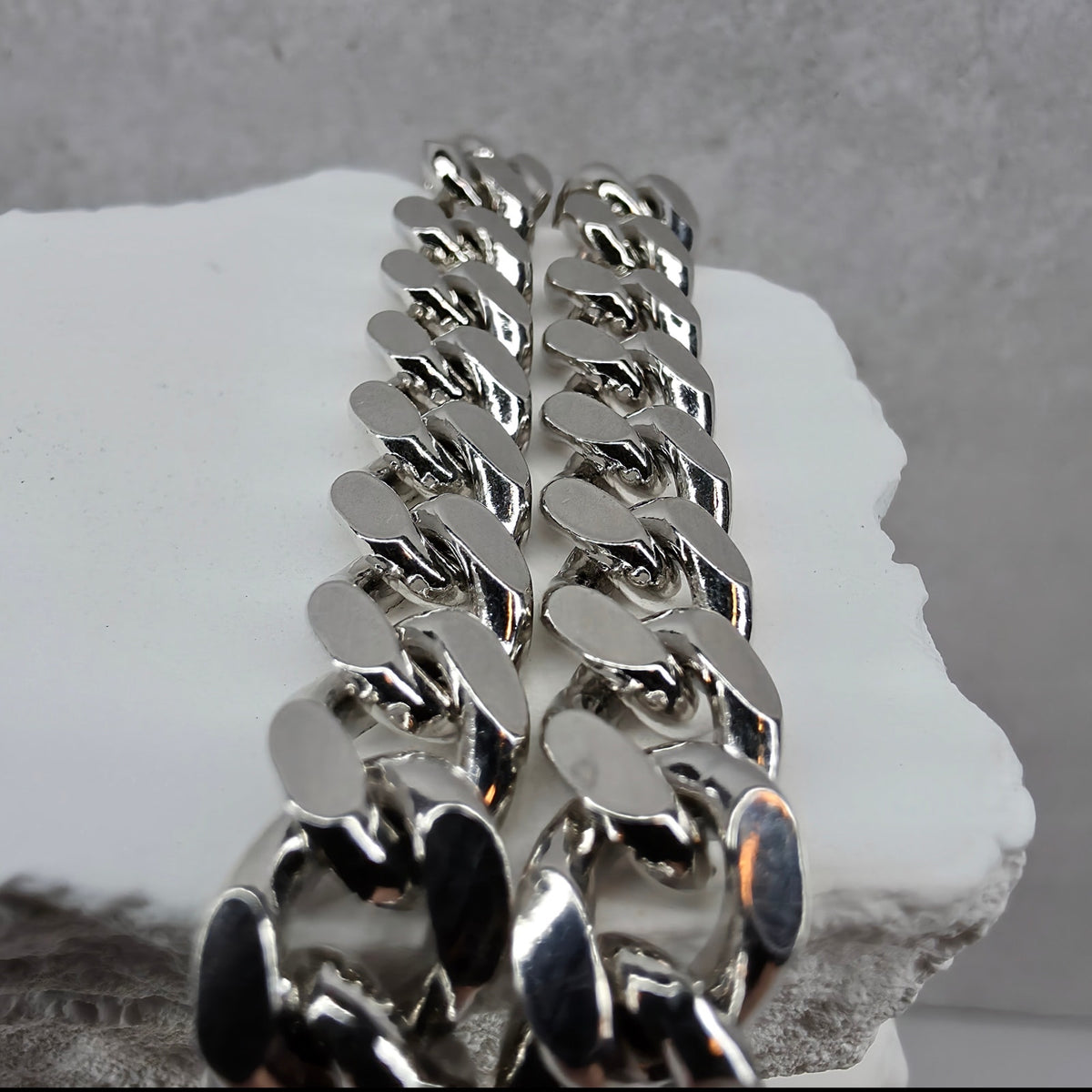 9" 8.3mm Monaco Cuban Link Bracelet Rhodium Finish 37.73g