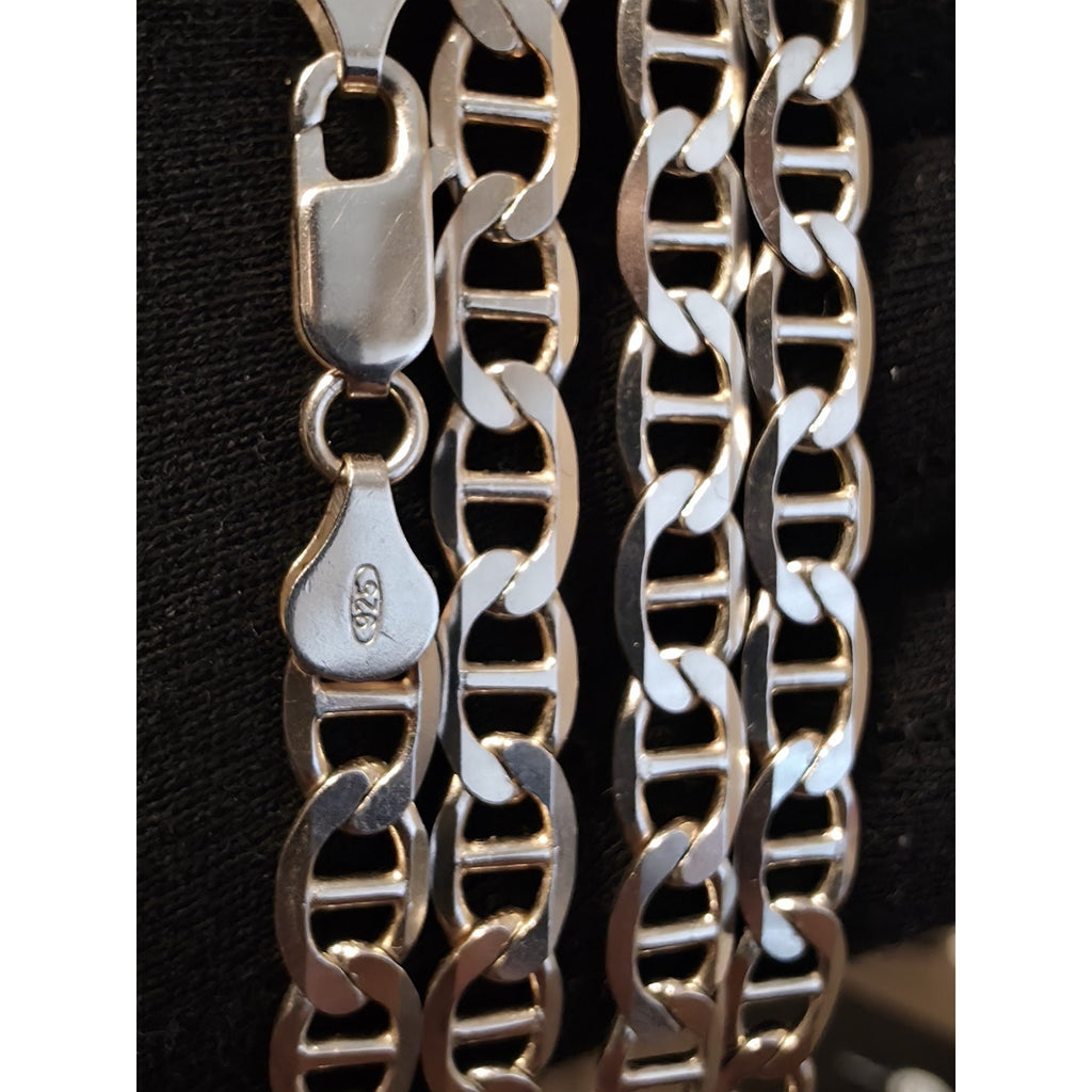 24" 6.3mm 925 Sterling Silver Flat Mariner Chain 25.90g