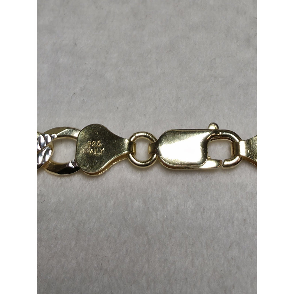 24" 6.5mm Diamond Cut Cuban Curb Chain 30g Gold over Silver