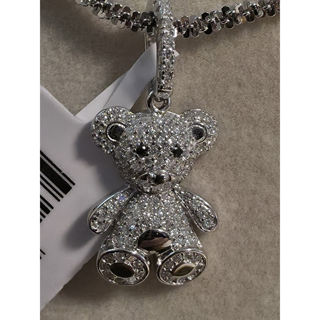 .56CTW Moissanite Pavé Teddy Bear Pendant 925 Silver