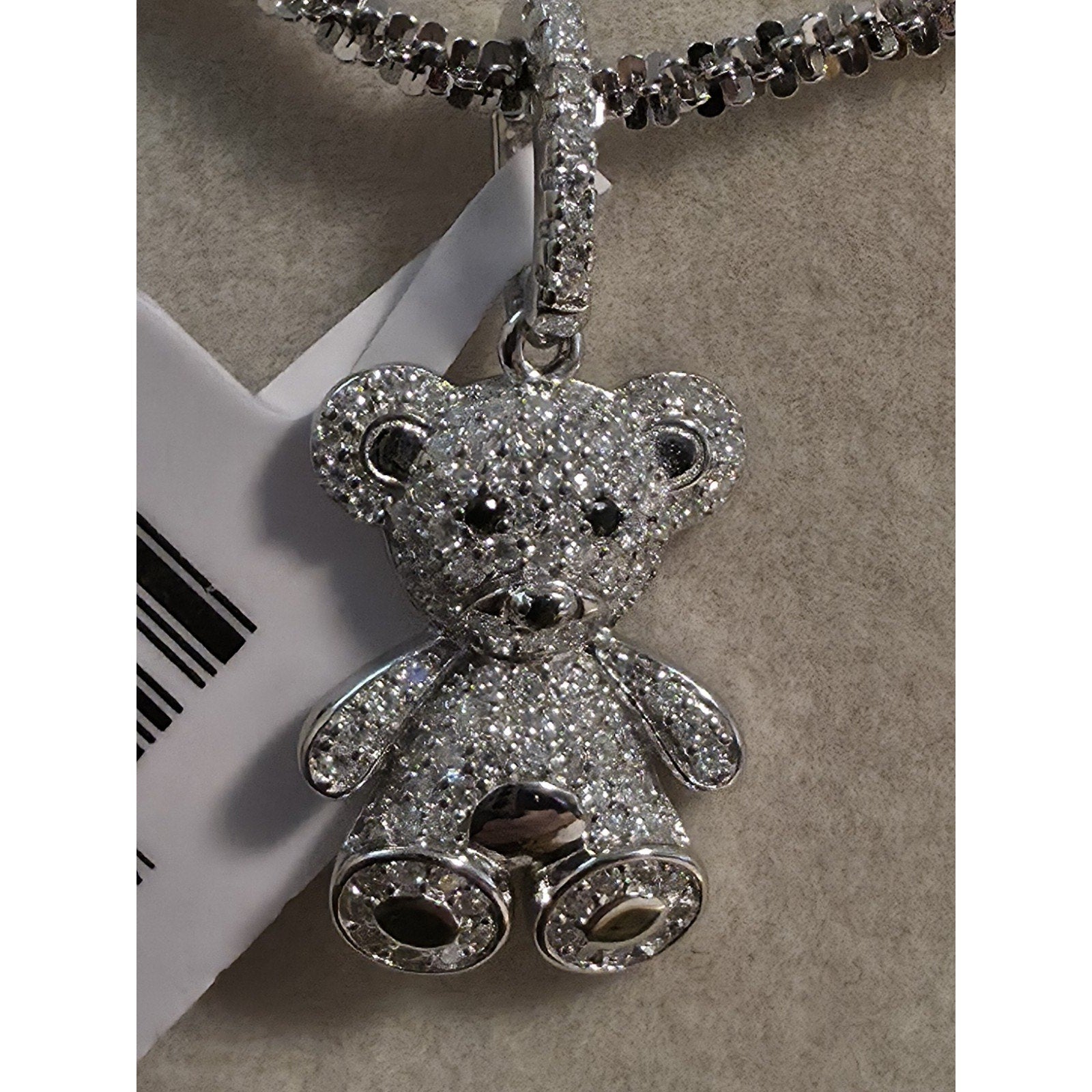 .56CTW Moissanite Pavé Teddy Bear Pendant 925 Silver