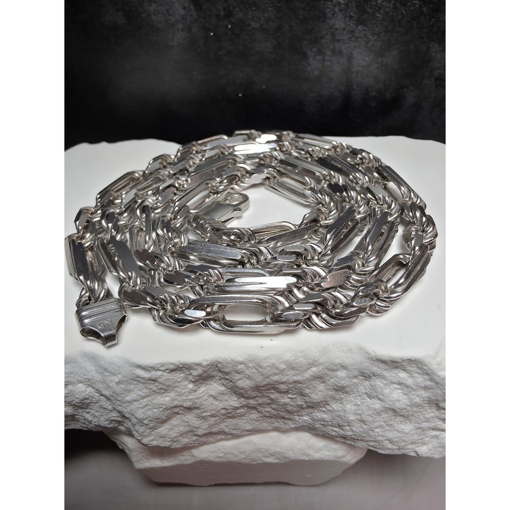 26" 6.6mm 76g FigaRope Milano Chain w/Rhodium Finish 925 Sterling Silver