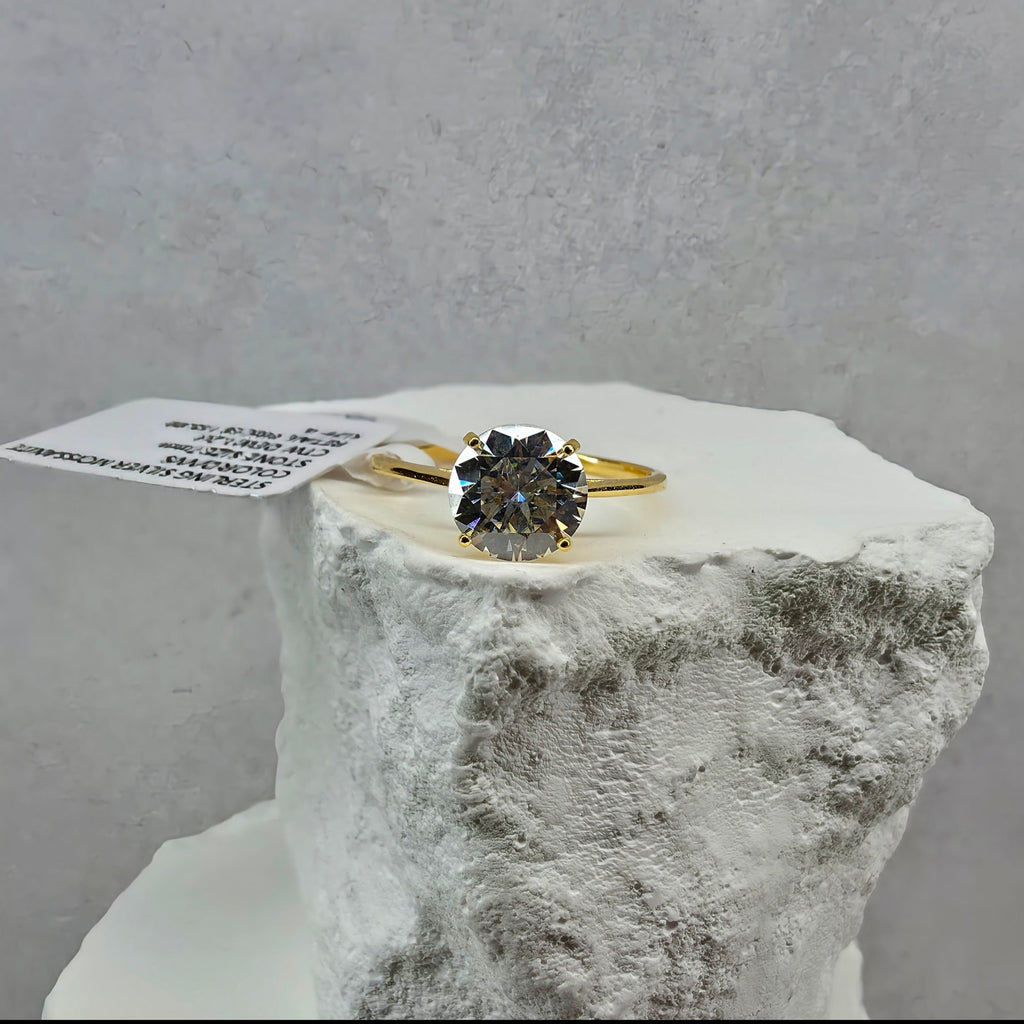 Sz 6 1.2ct 7mm D VVS Moissanite Solitaire Ring Gold over 925 Sterling Silver