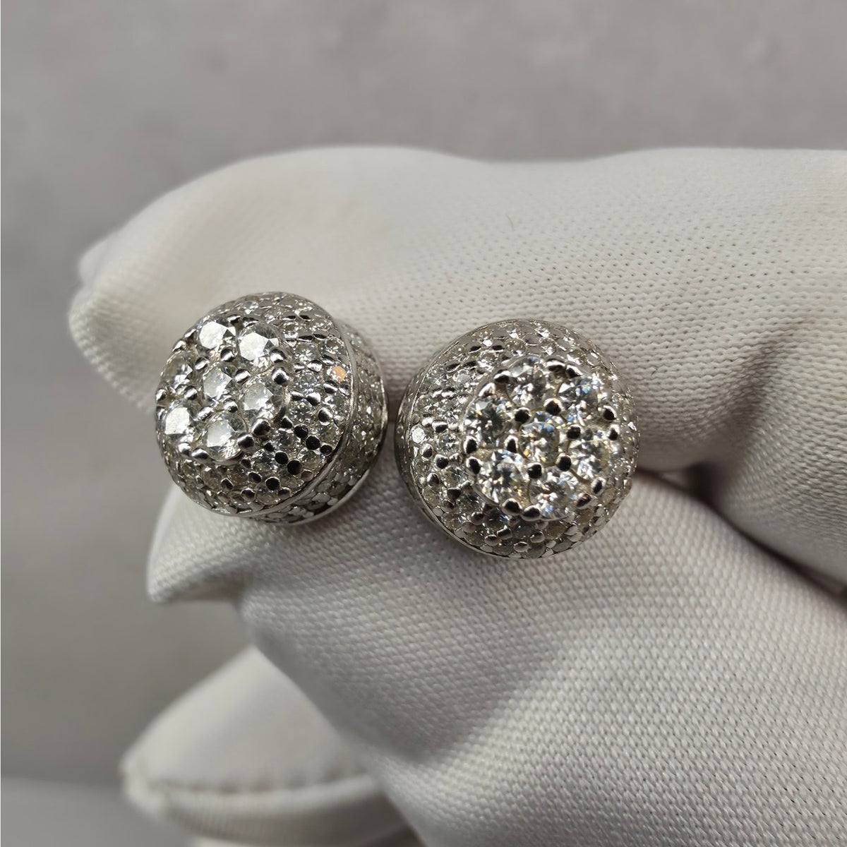 2.0ctw Moissanite Pave Dome Stud Screw Back Earrings 9mm - 925 Sterling Silver