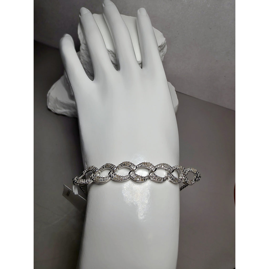 6-9" Adjustable 0.23ct Natural Diamond Infinity Bracelet 925 Sterling Silver