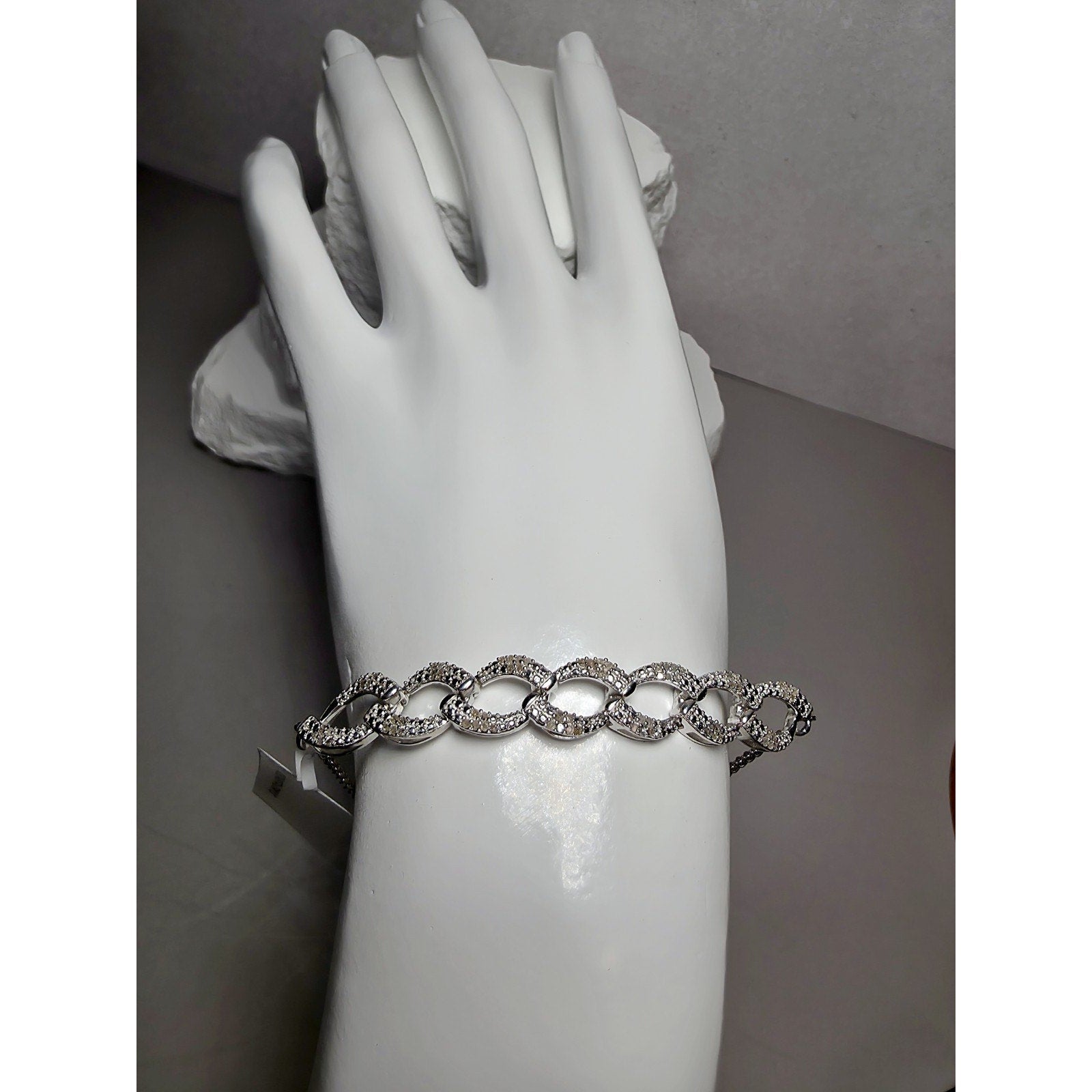 6-9" Adjustable 0.23ct Natural Diamond Infinity Bracelet 925 Sterling Silver