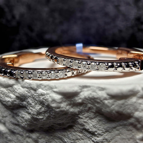0.10 CTW Natural Diamond Hoop Earrings in Rose Gold-Plated 925 Sterling Silver