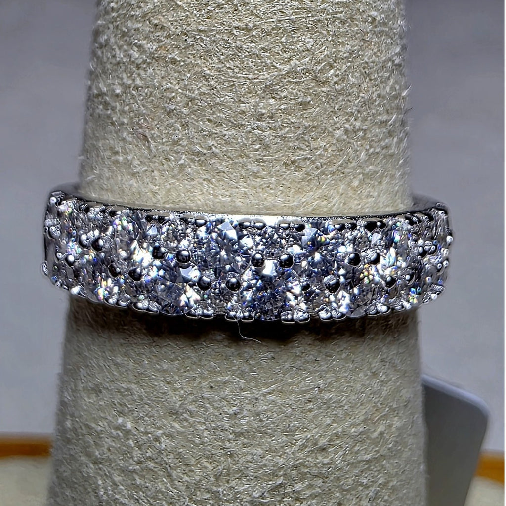 Sizes 6 & 7 0.90ctw Moissanite Two-Row Half Eternity Band 925 Silver
