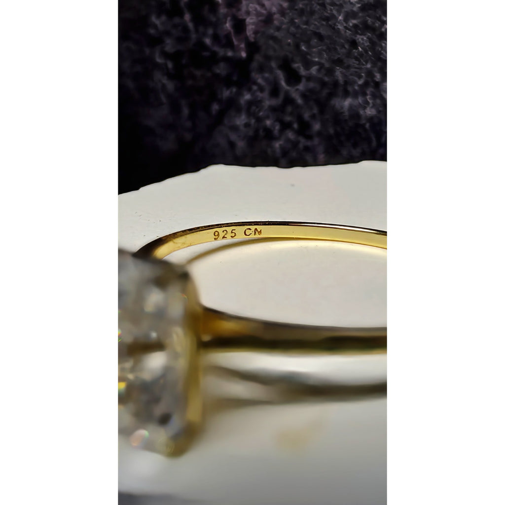 1.0CT Radiant Cut Moissanite Solitaire Ring in Gold Over Silver (Size 8, GRA)