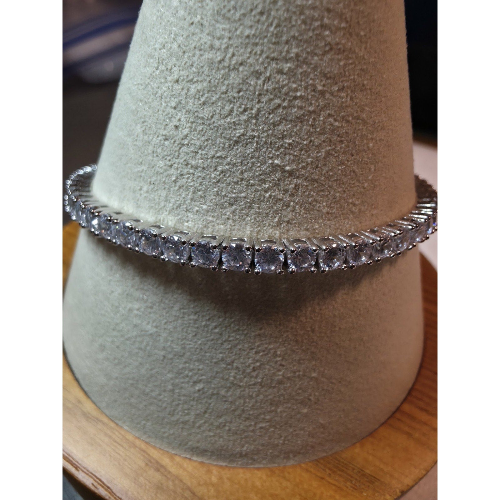 7" 3.5mm Tennis Bracelet w/Box Clasp 925 Sterling Silver