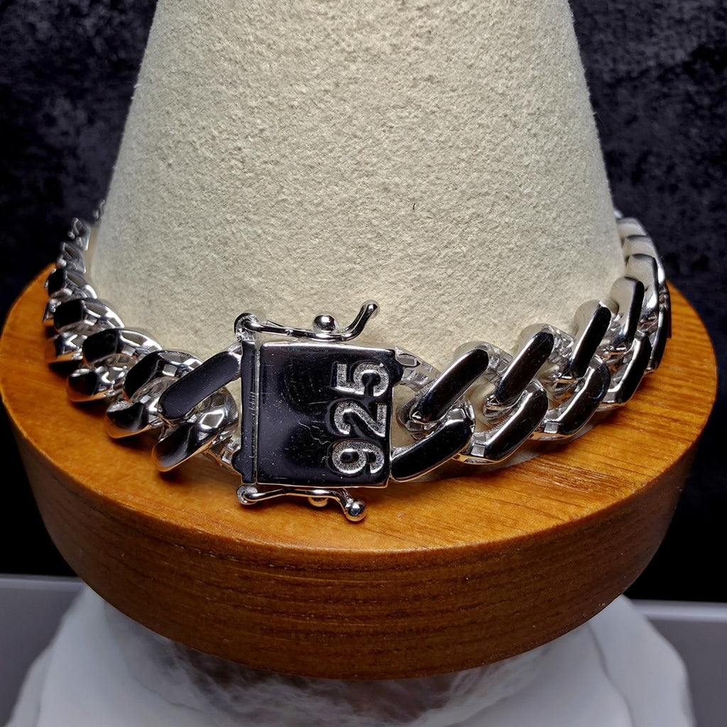 925 Sterling Silver Monaco Cuban Bracelet - 11mm, 9", 29.5g
