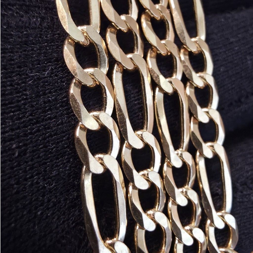 24" Figaro Chain 5.1mm 17.55g Gold Plated 925 Sterling Silver