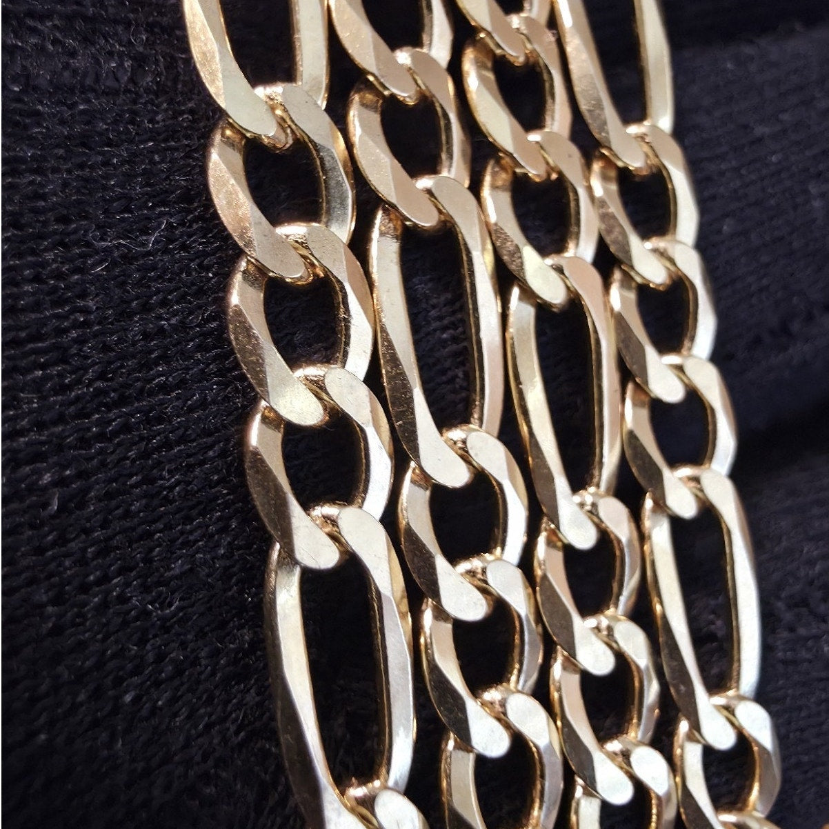 24" Figaro Chain 5.1mm 17.55g Gold Plated 925 Sterling Silver