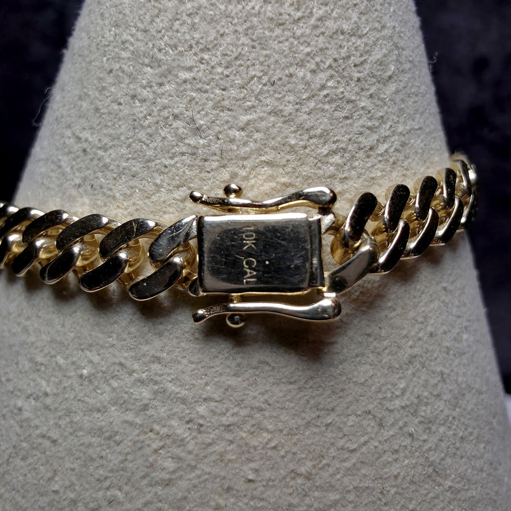 10K Solid Yellow Gold 5mm Monaco Cuban Link Chain Bracelet - 8"