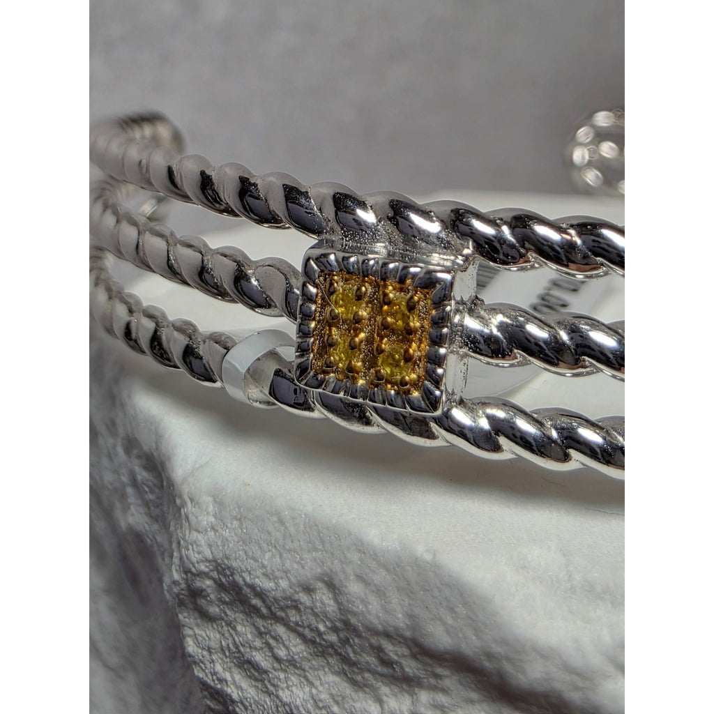 0.25ctw Multicolored Natural Diamond Adjustable Bangle 22g Solid 925 Sterling...
