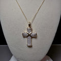 0.12CTW Natural Diamond Cross Pendant Necklace 18" Gold Over 925 Silver