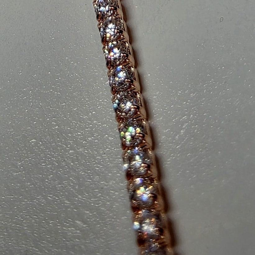 7.5" 2mm Rose Gold over 925 Silver CZ Tennis Dainty Bracelet Women's Bridal
