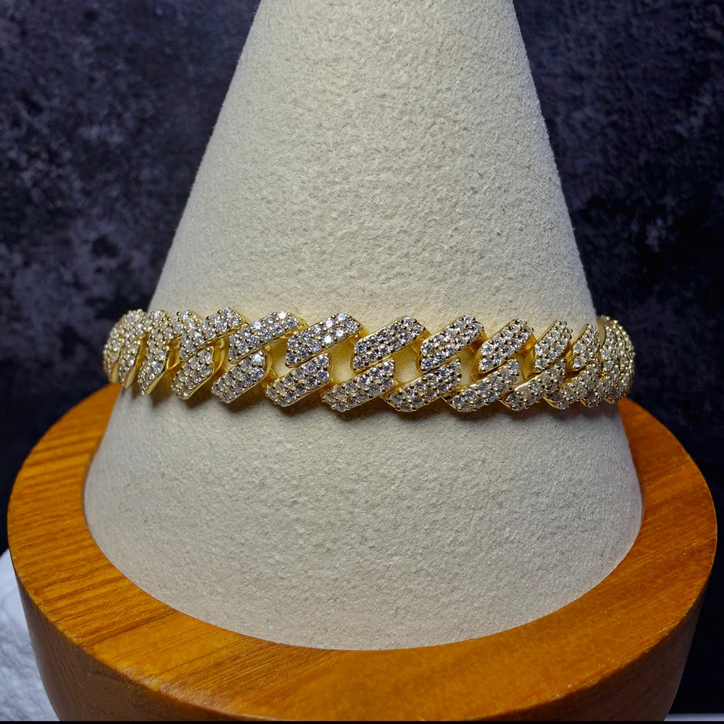 8mm Moissanite Monaco Cuban Bracelet in Gold Over Silver (4.93 CTW, 8", 23.09g)