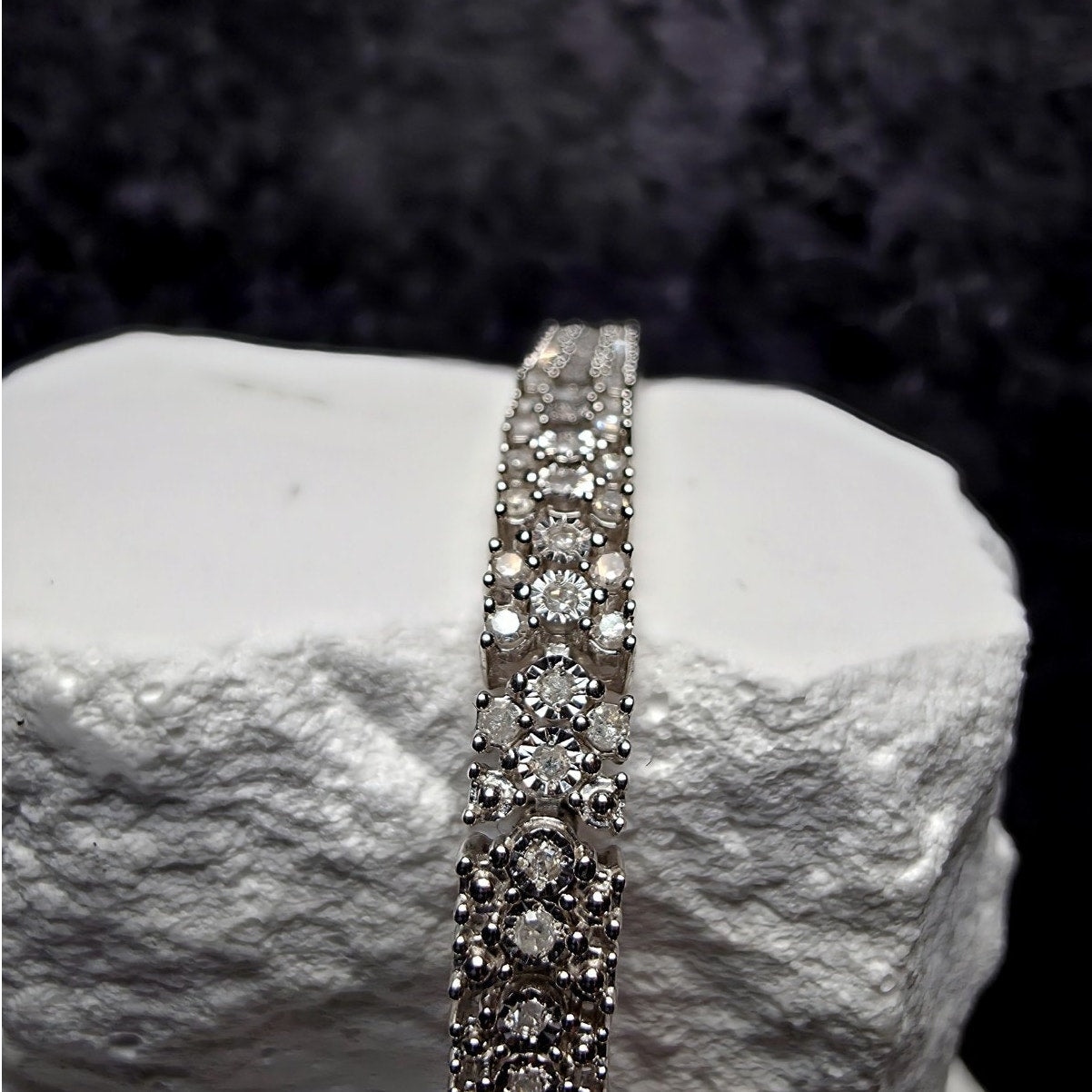 1ctw Lab Diamond Cluster Tennis Style Bracelet Solid 925 Silver 7.5" 4.8mm