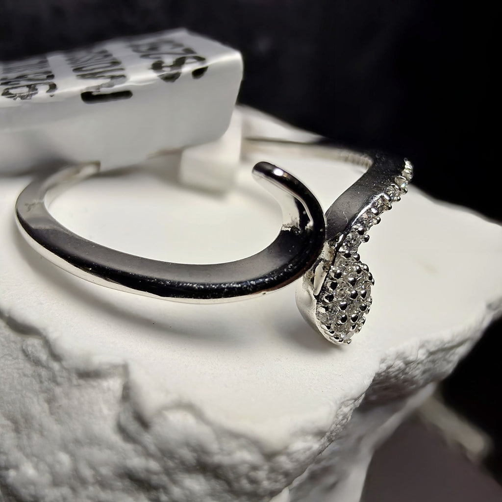 1.00 CTW Moissanite Snake Bypass Ring in 925 Sterling Silver Size 8-9 Adjustable