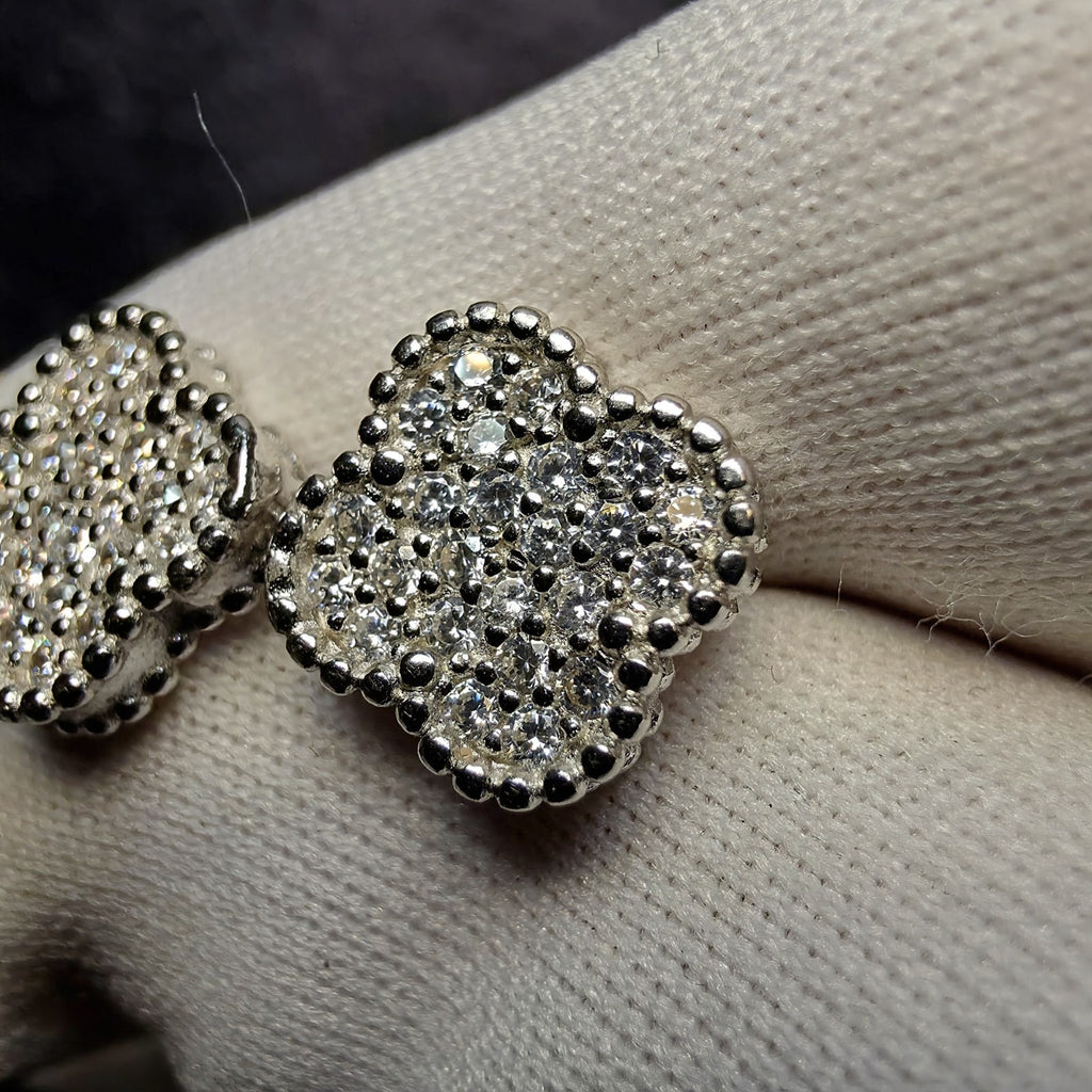 925 Sterling Silver 10mm CZ Four-Leaf Clover Stud Earrings w/Butterfly Back