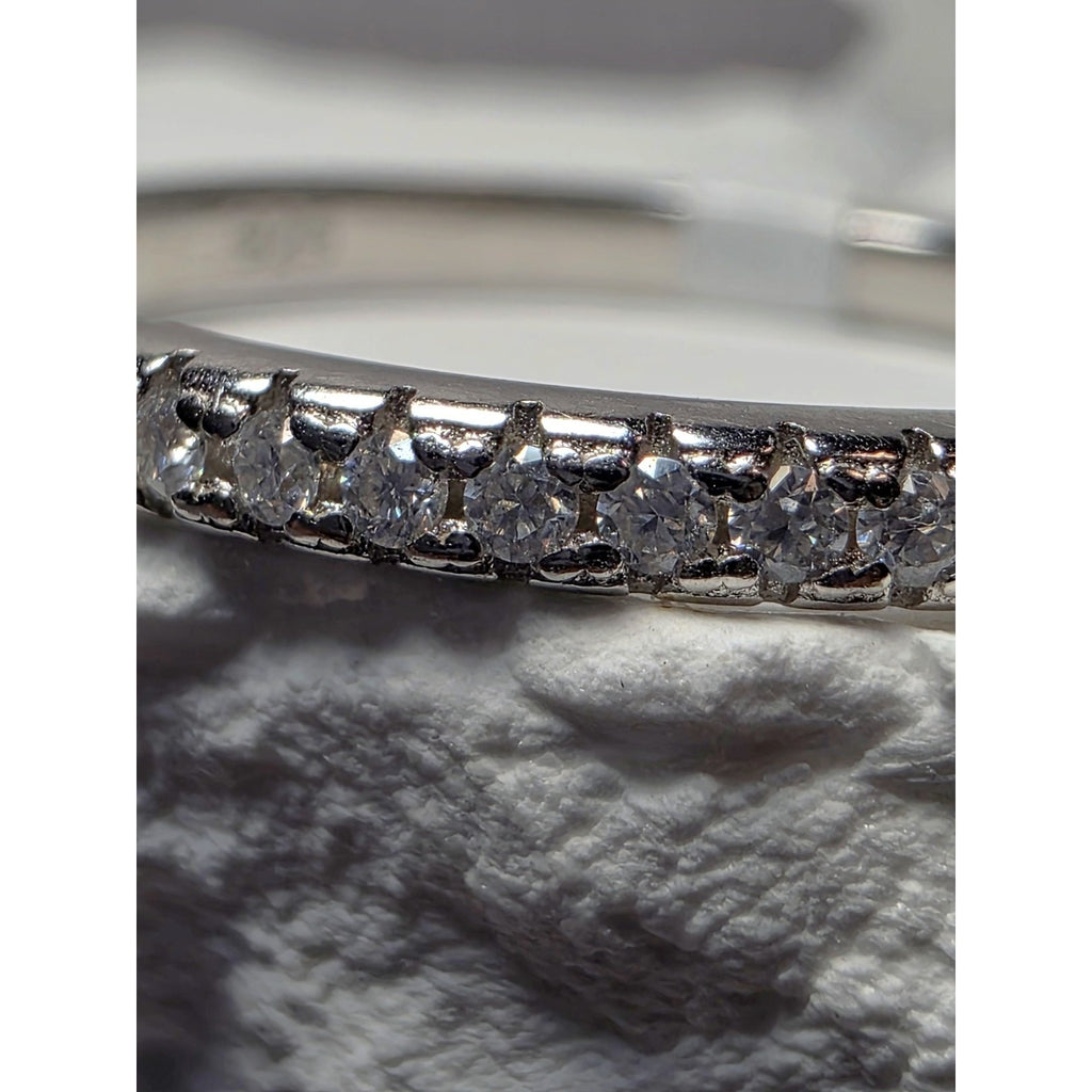 S8 0.18ctw Moissanite Half Eternity w/Rhodium Ring Solid 925 Sterling Silver