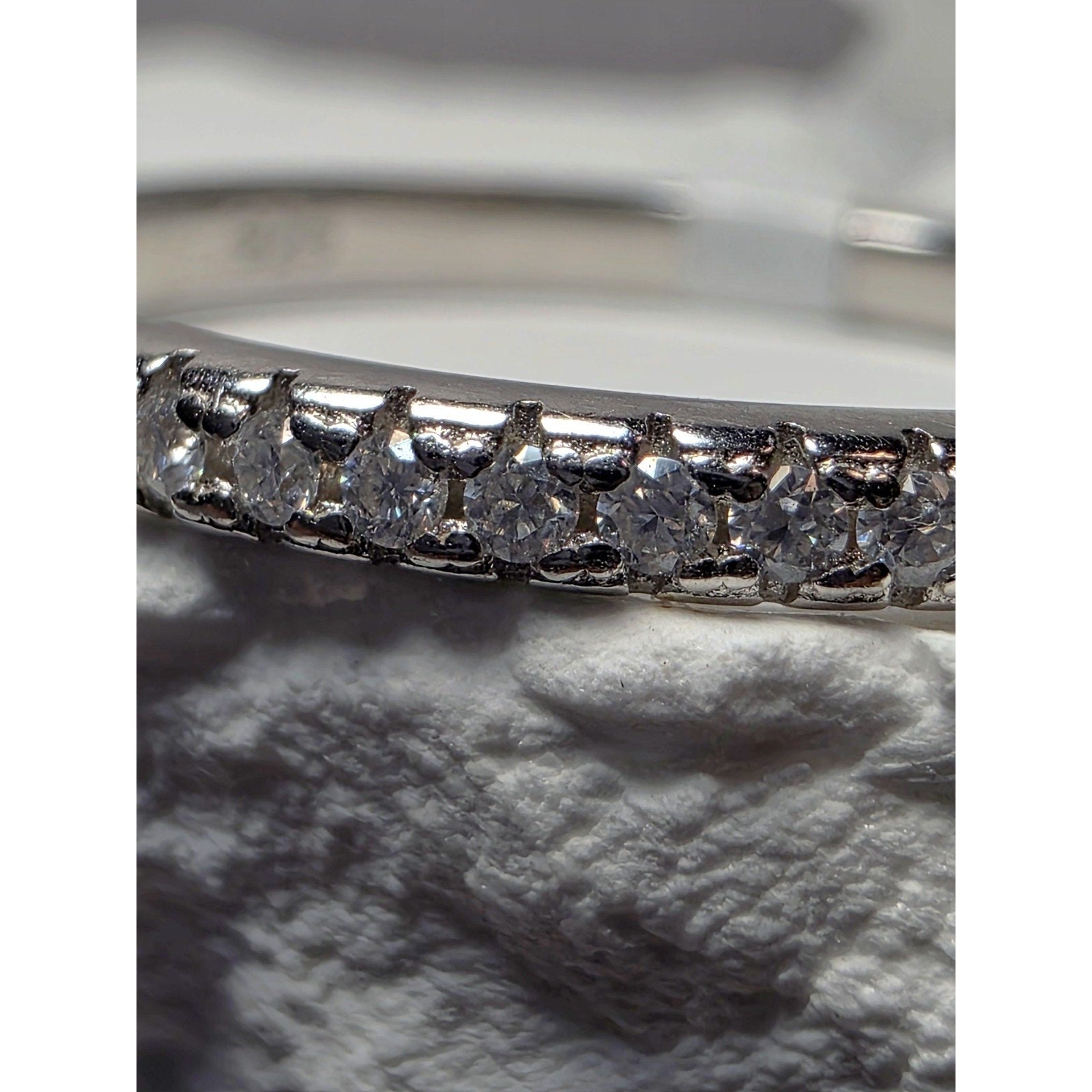 S8 0.18ctw Moissanite Half Eternity w/Rhodium Ring Solid 925 Sterling Silver