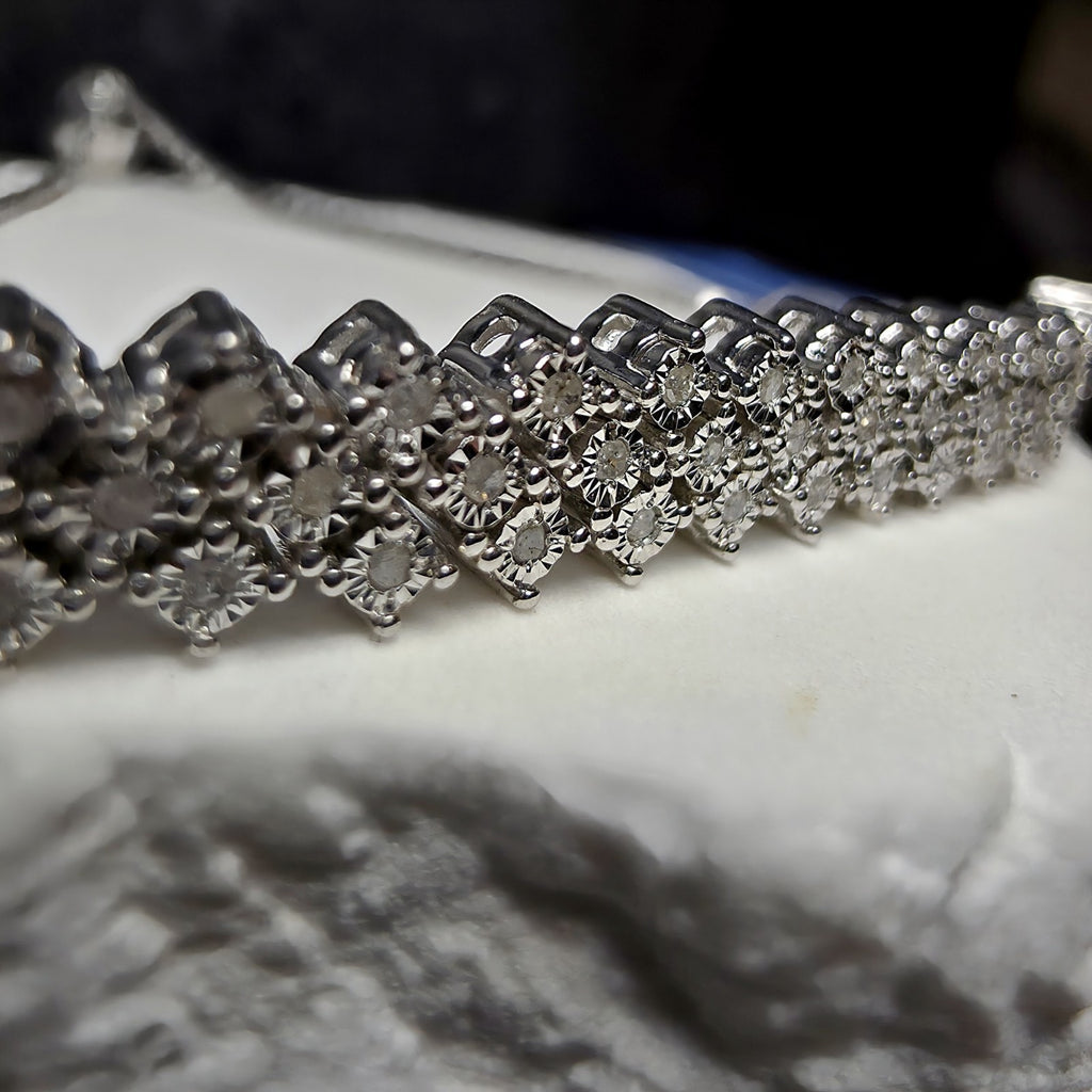 0.20 ctw Genuine Diamond Bolo Bracelet in 925 Sterling Silver | Adjustable
