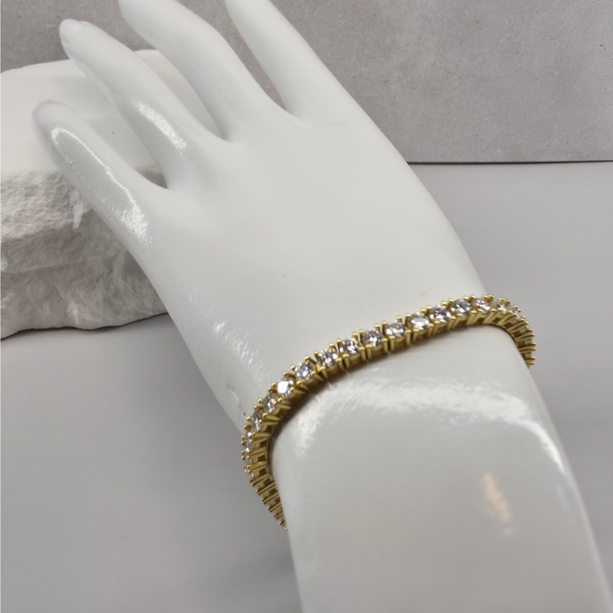 6.5" 3.5mm Moissanite Tennis Bracelet Gold Plated 925 Silver - GRA Certified