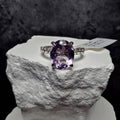 2.40 CT Oval Pink Amethyst Ring Size 6 Sterling Silver 925 White Topaz Accent