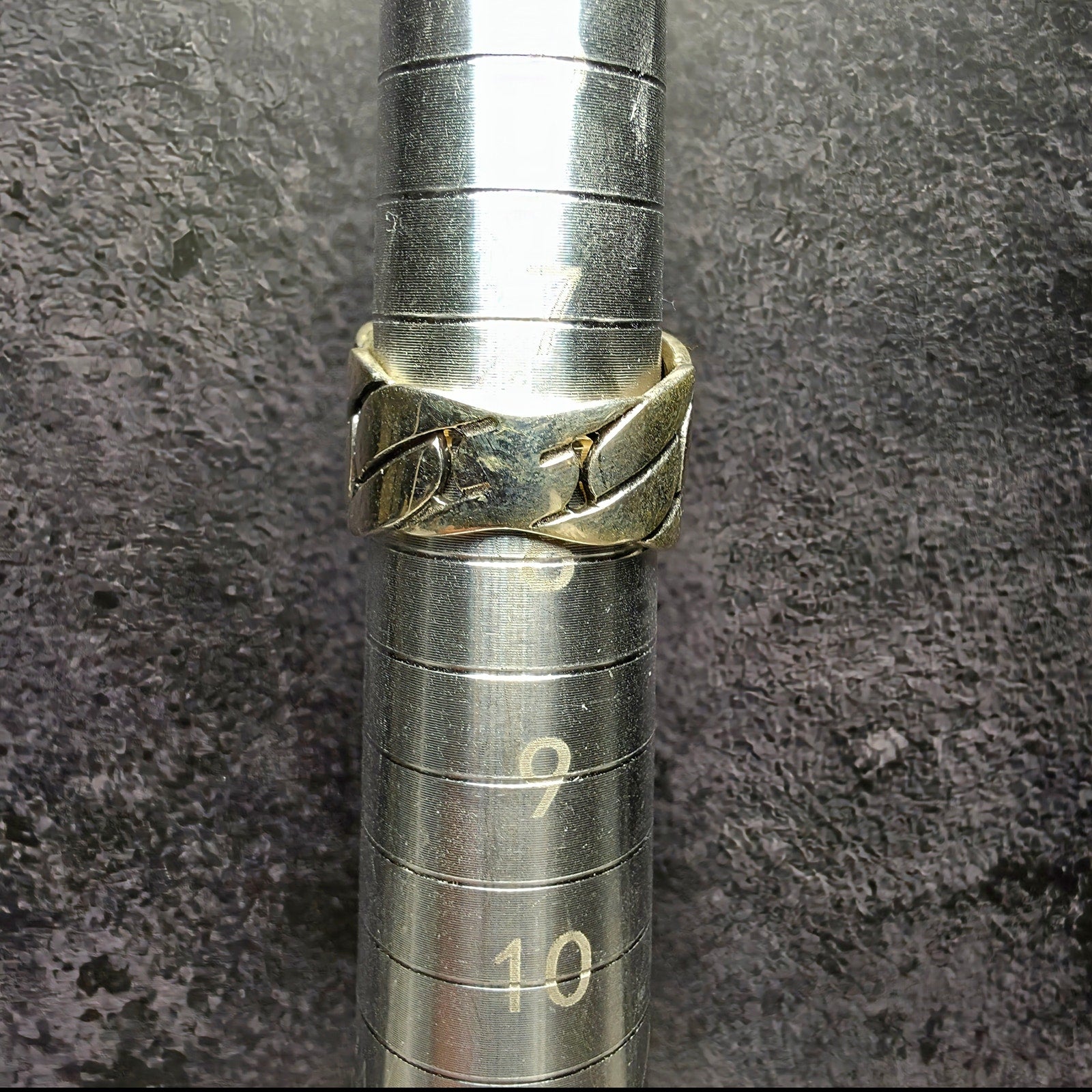 Solid 925 Sterling Silver Black Onyx Cuban Link Men's Ring - Size 8 (11.64g)
