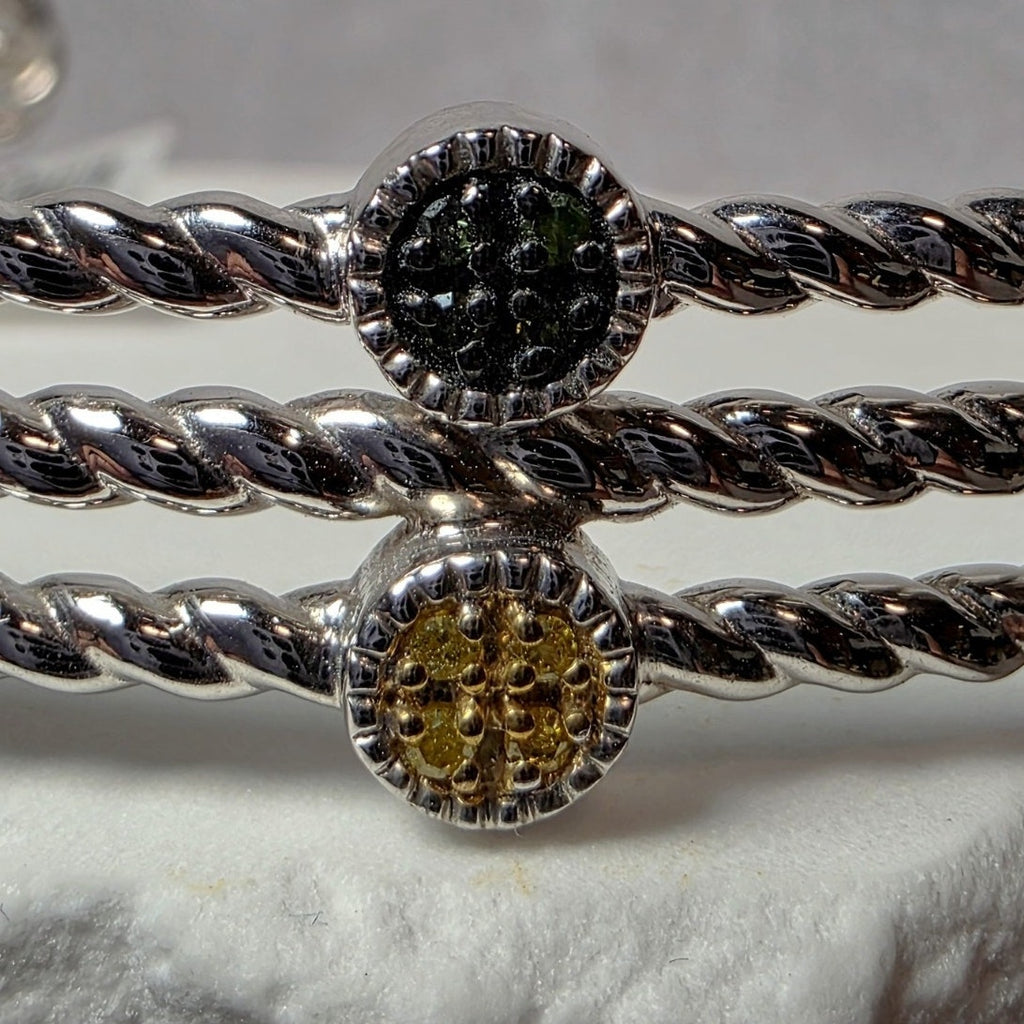 0.25ctw Multicolor Natural Diamond Adjustable Bangle in Solid 925 Silver (22g)