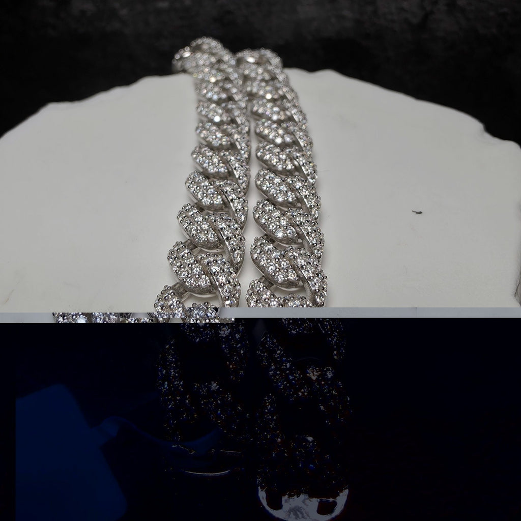 7.5" Moissanite Monaco Cuban Link Bracelet 8mm 925 Sterling Silver 5.97 CTW VVS