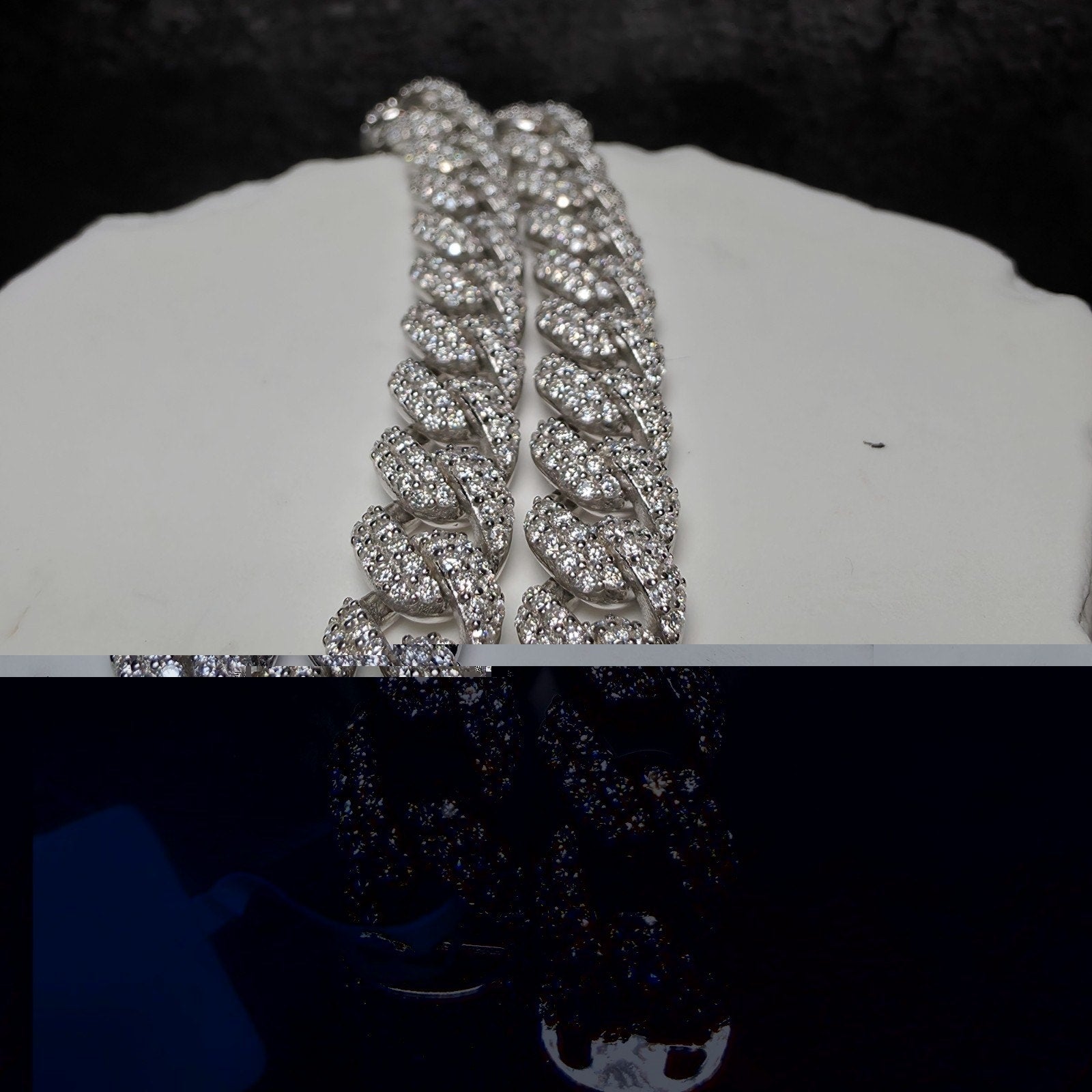 7.5" Moissanite Monaco Cuban Link Bracelet 8mm 925 Sterling Silver 5.97 CTW VVS
