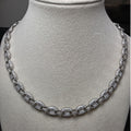 24" GRA Certified Moissanite Puffed Mariner Chain 8mm 52.5g 925 Silver 11.25ct