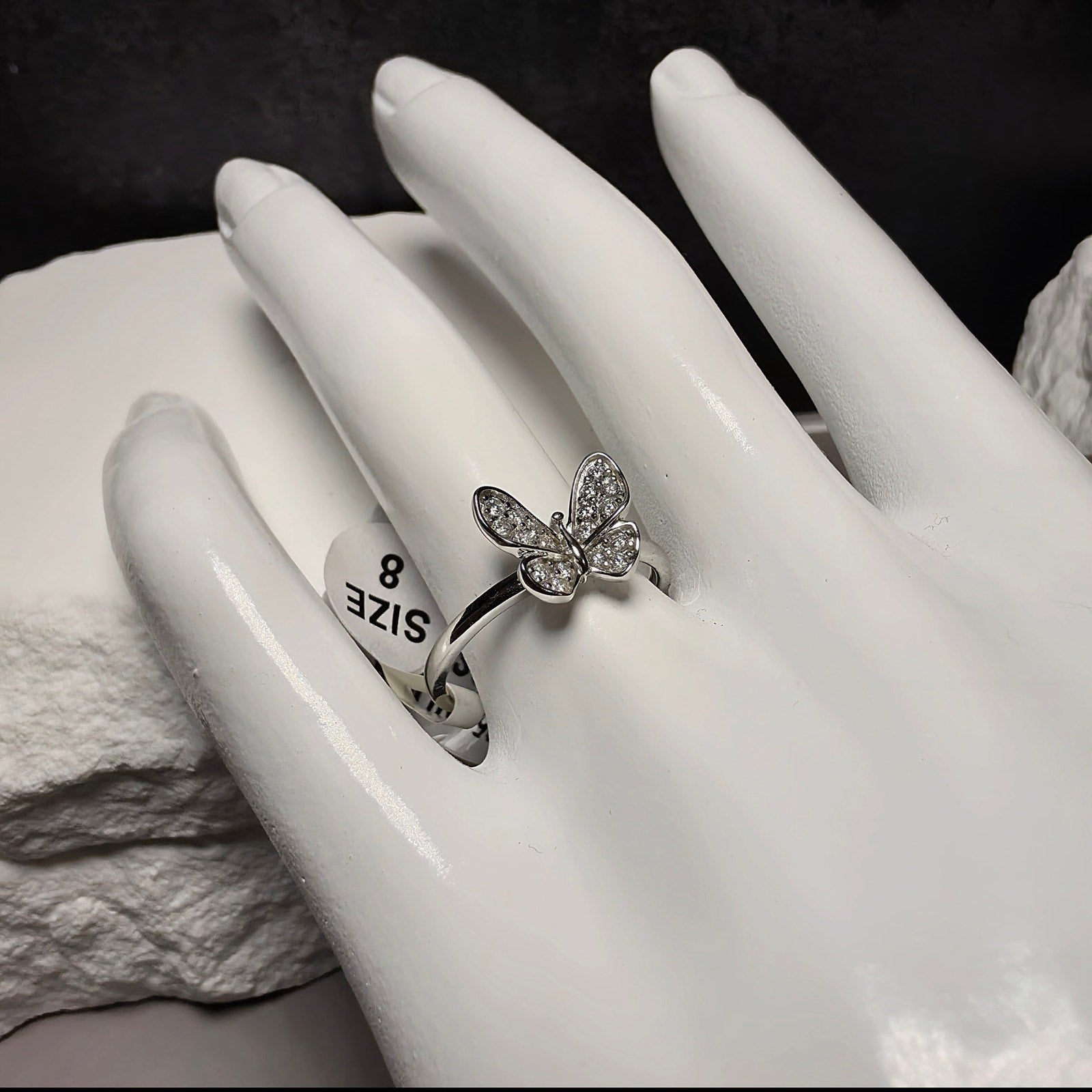 1.00 CTW Pavé Moissanite Butterfly Ring in 925 Sterling Silver – Size 8