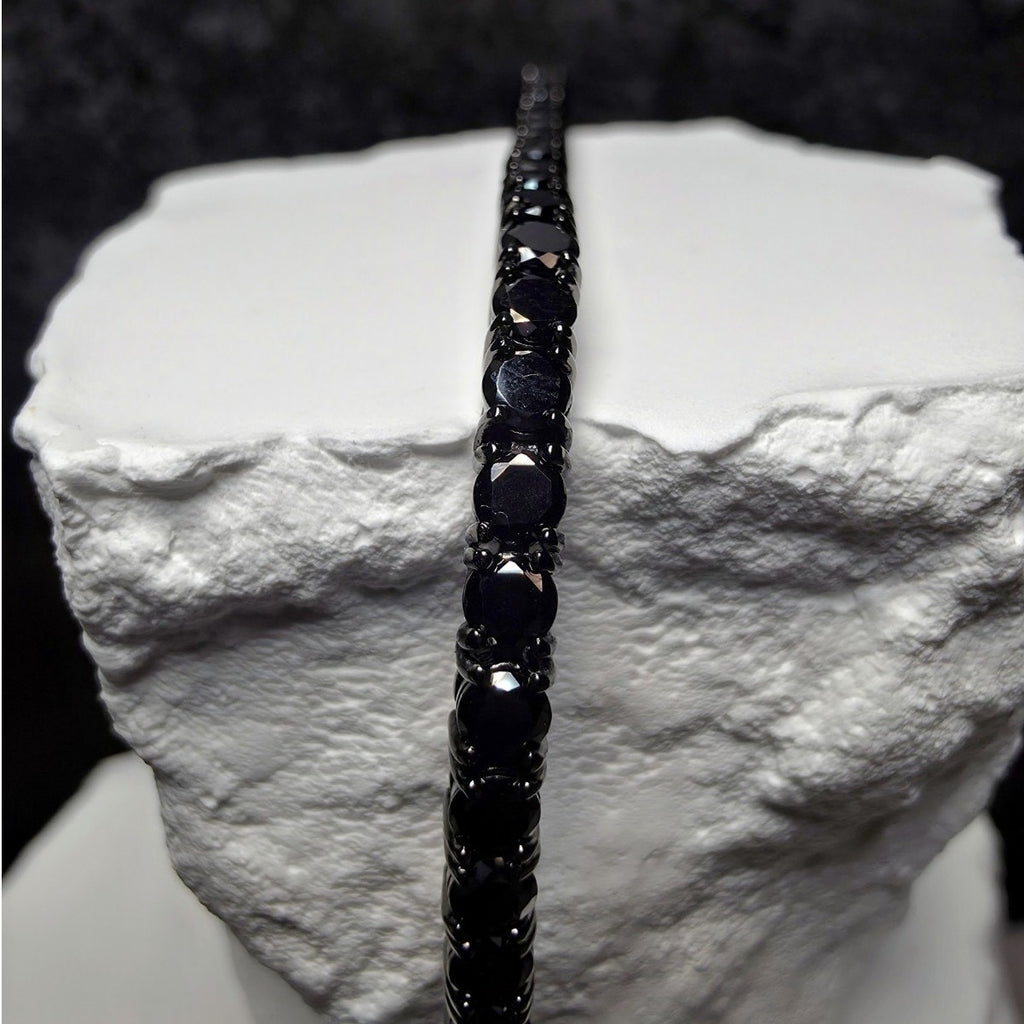 7" 3.3mm Blacked Out Onyx Sterling Silver Tennis Bracelet