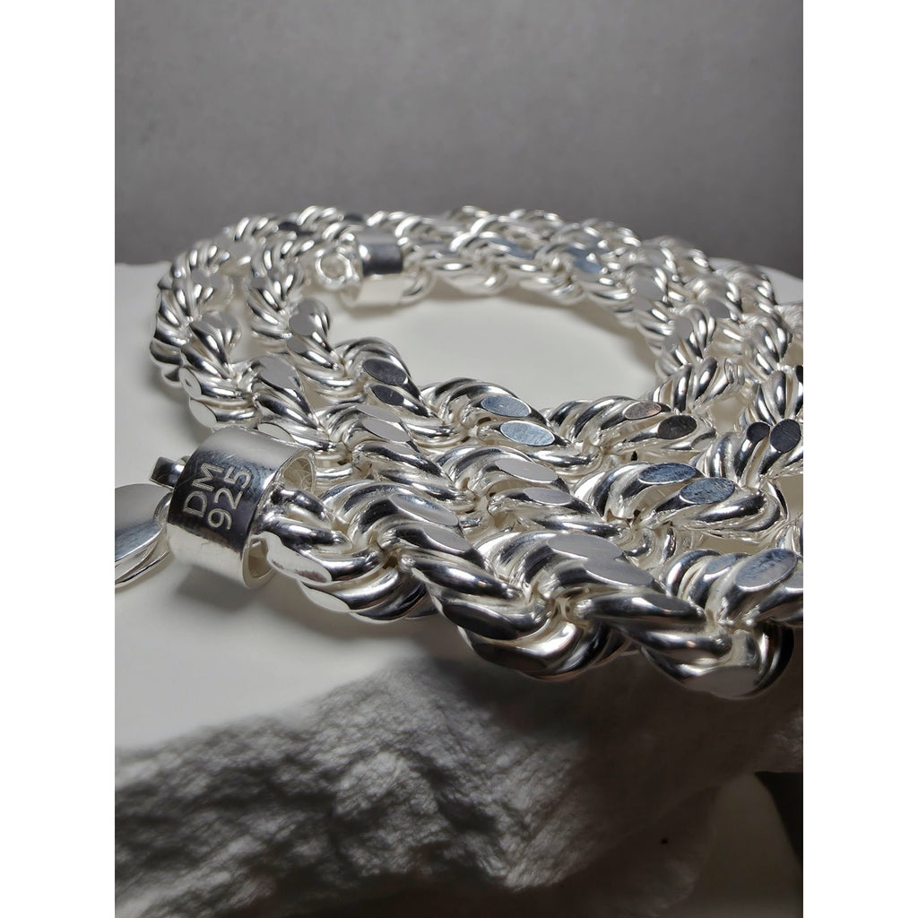 24" 10.1mm 91g Diamond Cut Rope Chain Solid 925 Sterling Silver w/Velvet Box