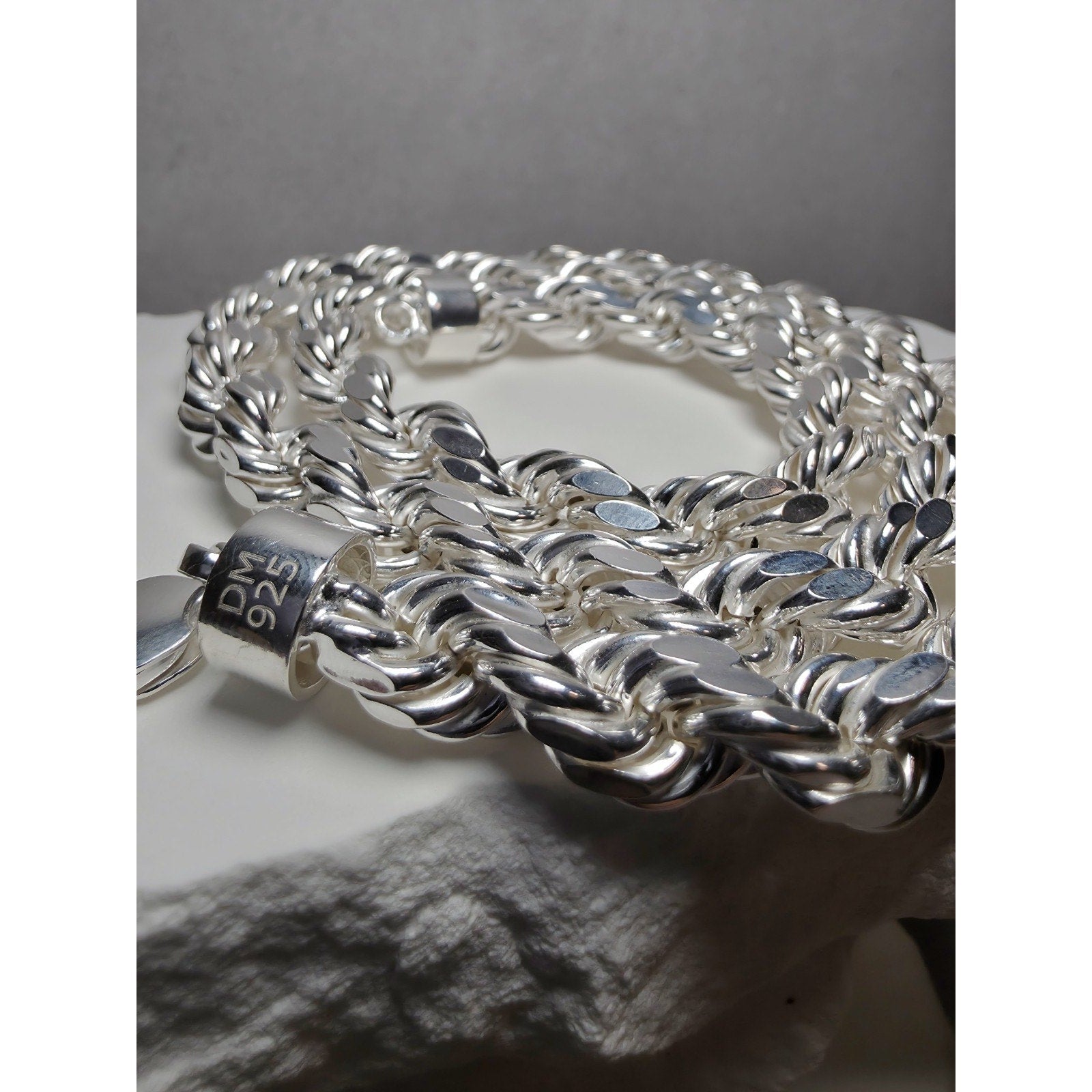 24" 10.1mm 91g Diamond Cut Rope Chain Solid 925 Sterling Silver w/Velvet Box