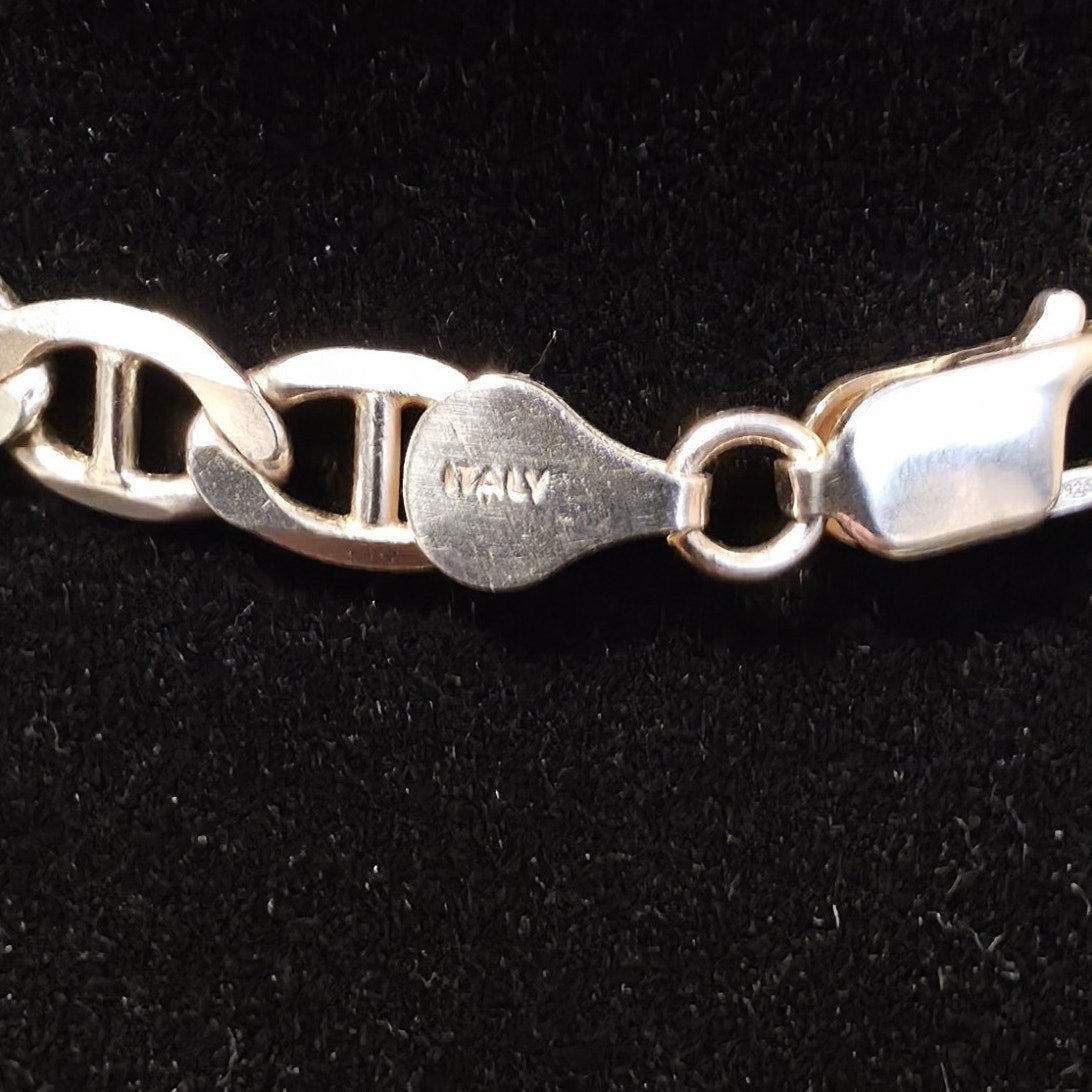 24" 6.3mm Flat Mariner Link Chain Solid 925 Sterling Silver Italy 25.9g