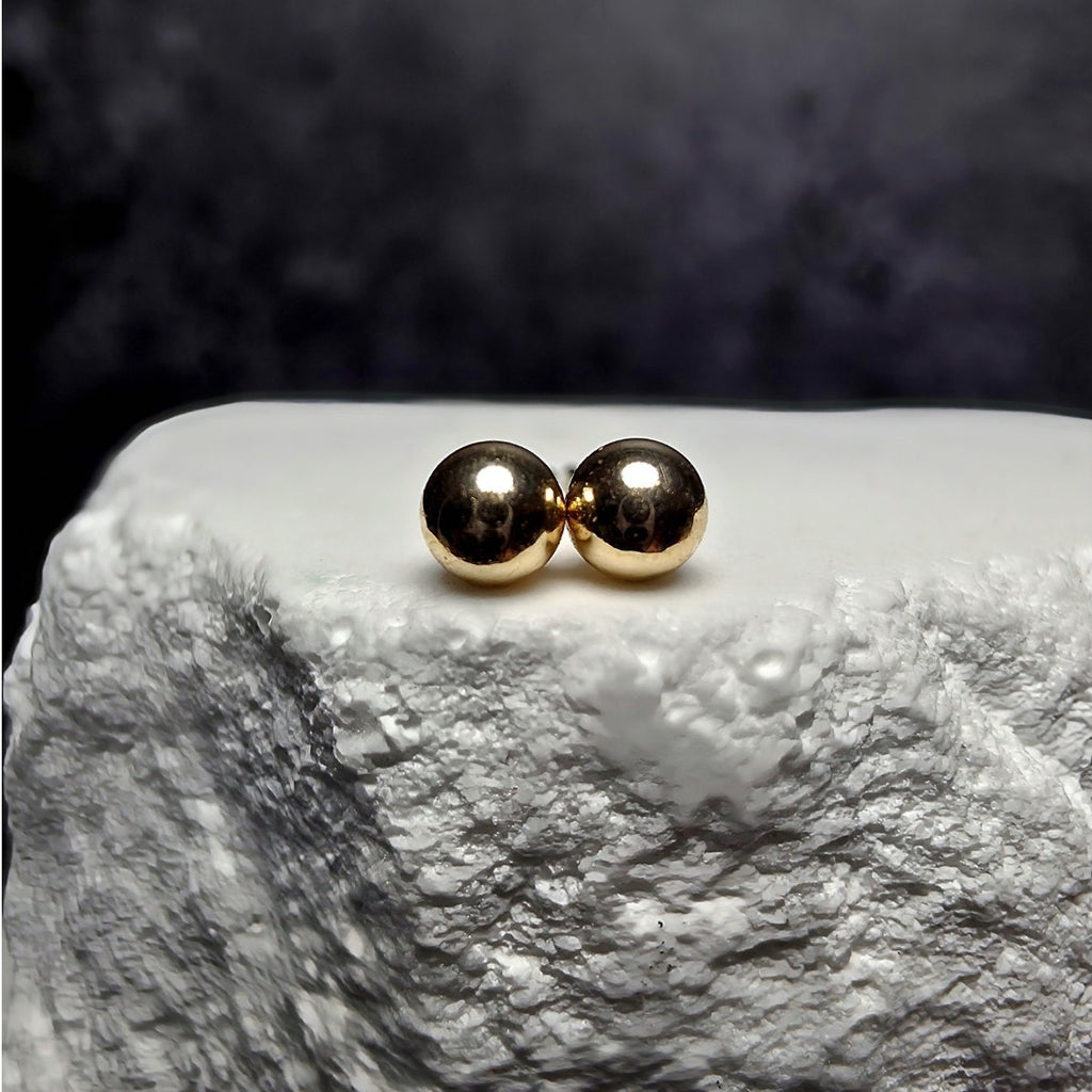 14K Yellow Gold 3mm Ball Stud Earrings w/Silicone Encased 14K Butterfly Backs
