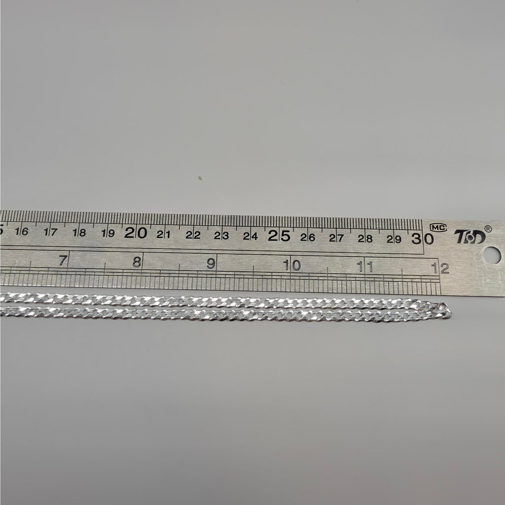 24" Flat Cuban Curb Chain 3.8mm 925 Sterling Silver 10g