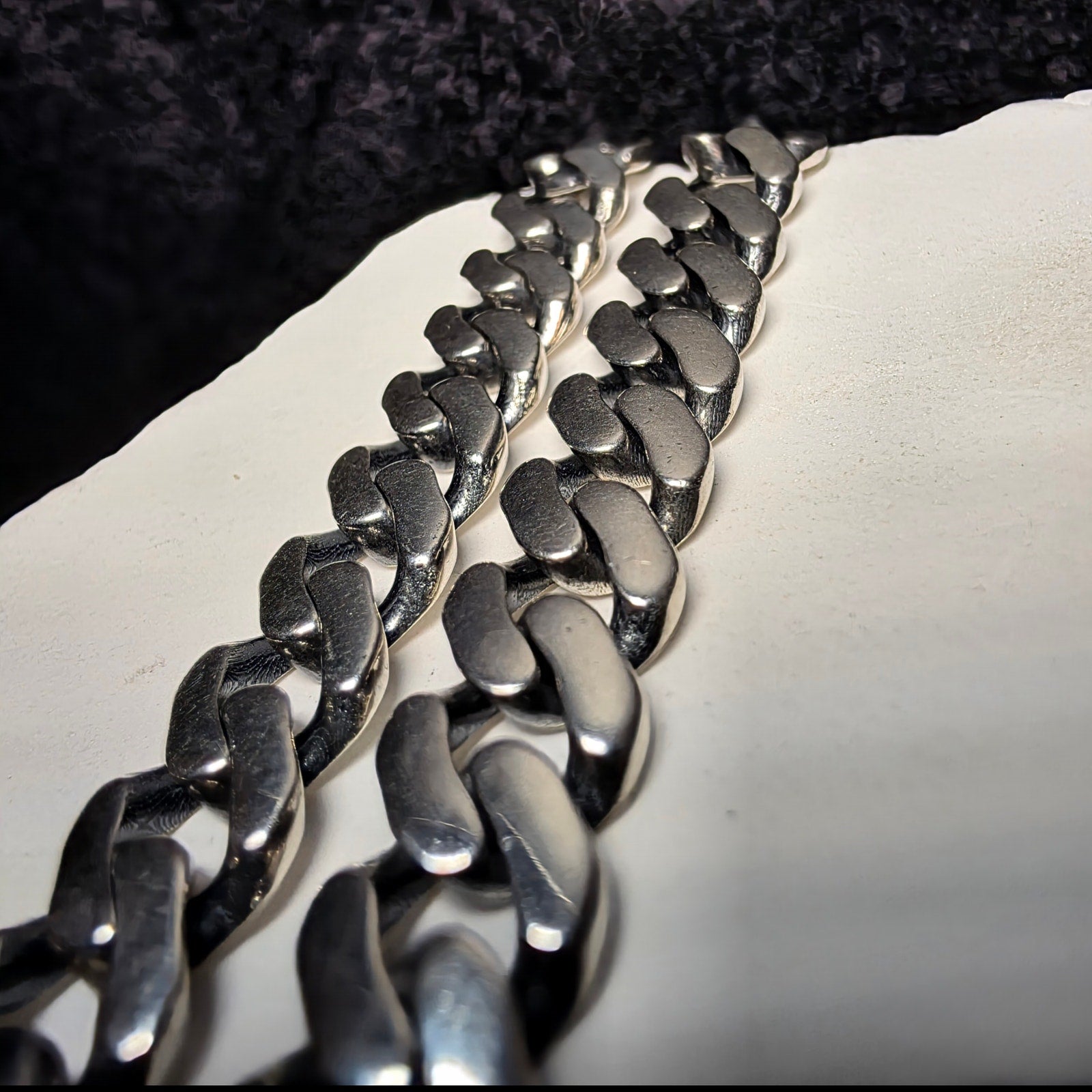 24" 7.4mm Monaco Cuban Chain – 925 Sterling Silver w/Rhodium & Box Clasp (52g)