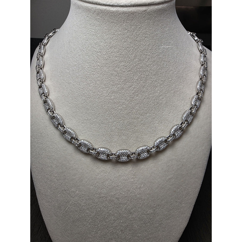 24" 8mm Moissanite Puffed Mariner Chain 52.49g 925 Sterling Silver