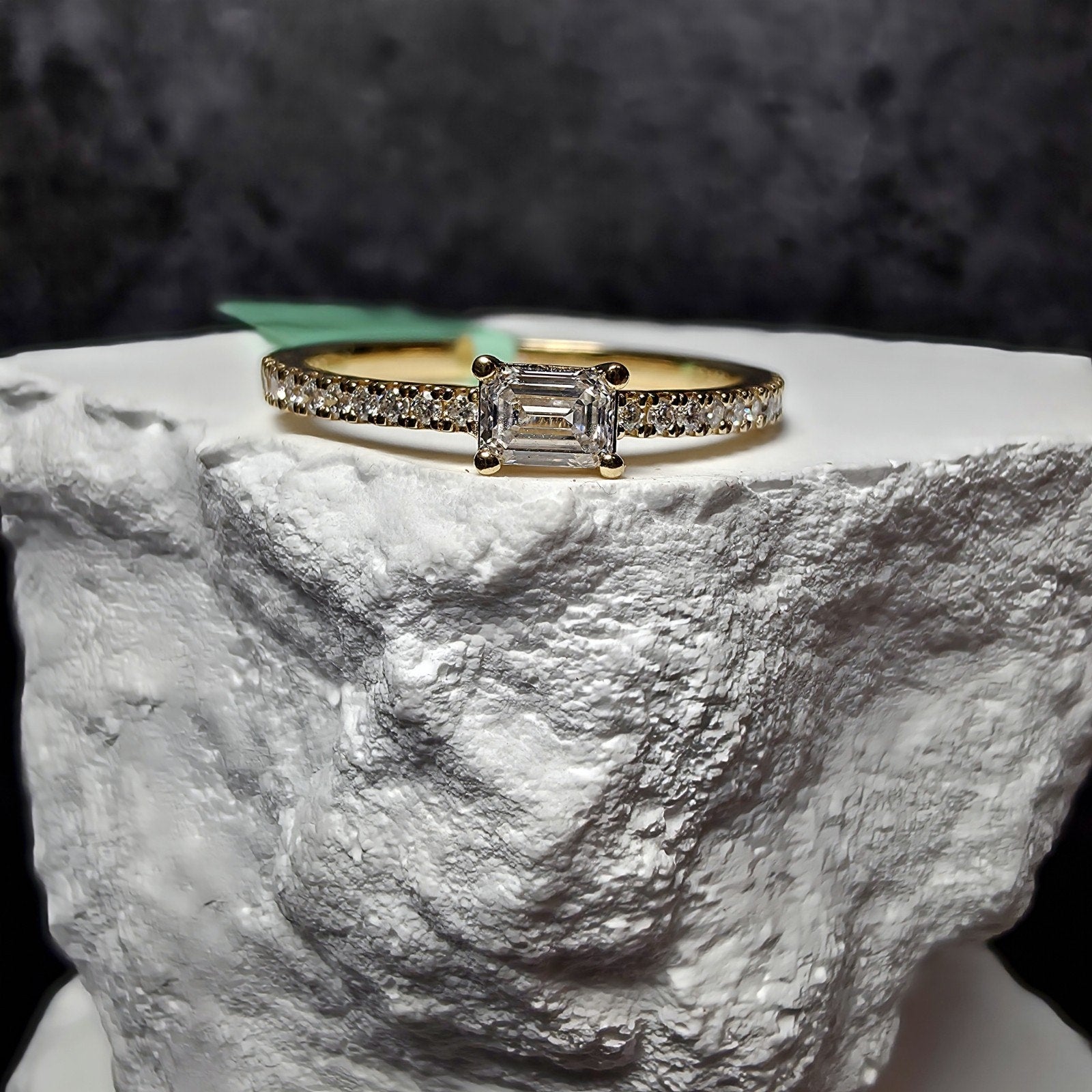 0.33 CTW Emerald Cut Lab Grown Diamond Ring in (Size 7) Gold Over 925 Sterling