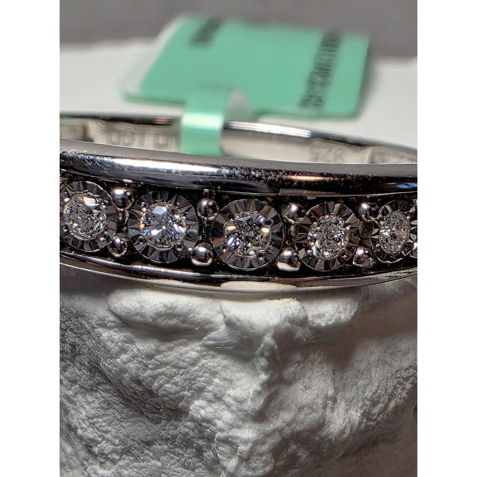 S7 0.10ctw Diamond Half Eternity Ring 925 Sterling Silver Lab Created