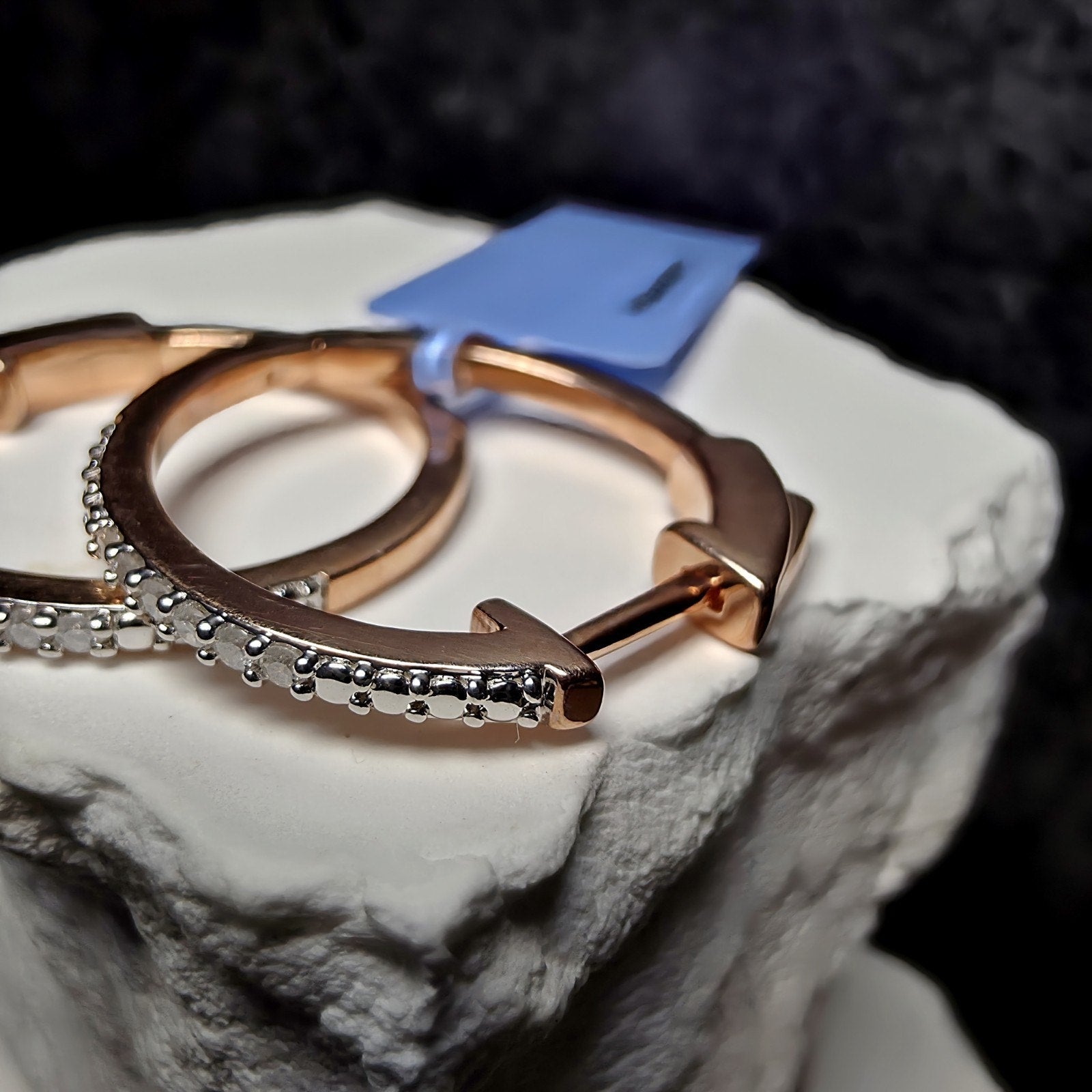 0.10 CTW Natural Diamond Hoop Earrings in Rose Gold-Plated 925 Sterling Silver