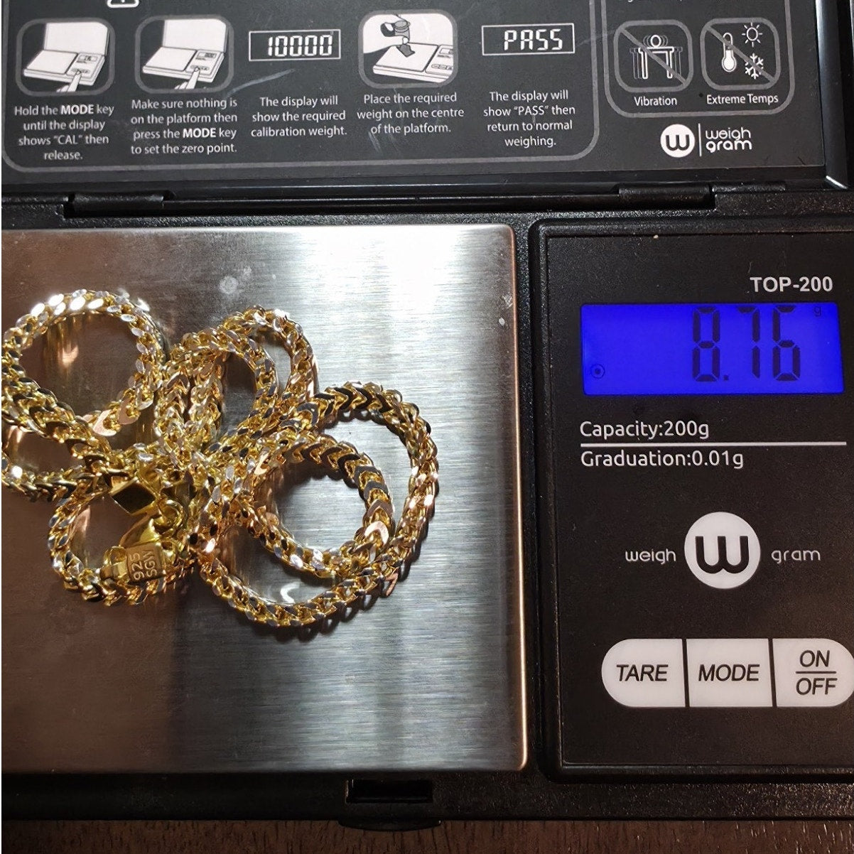 18" 3.0mm Franco Chain Gold Plated 925 Sterling Silver 8.76g